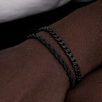 Cuban & Rope Bracelet Set (Black)