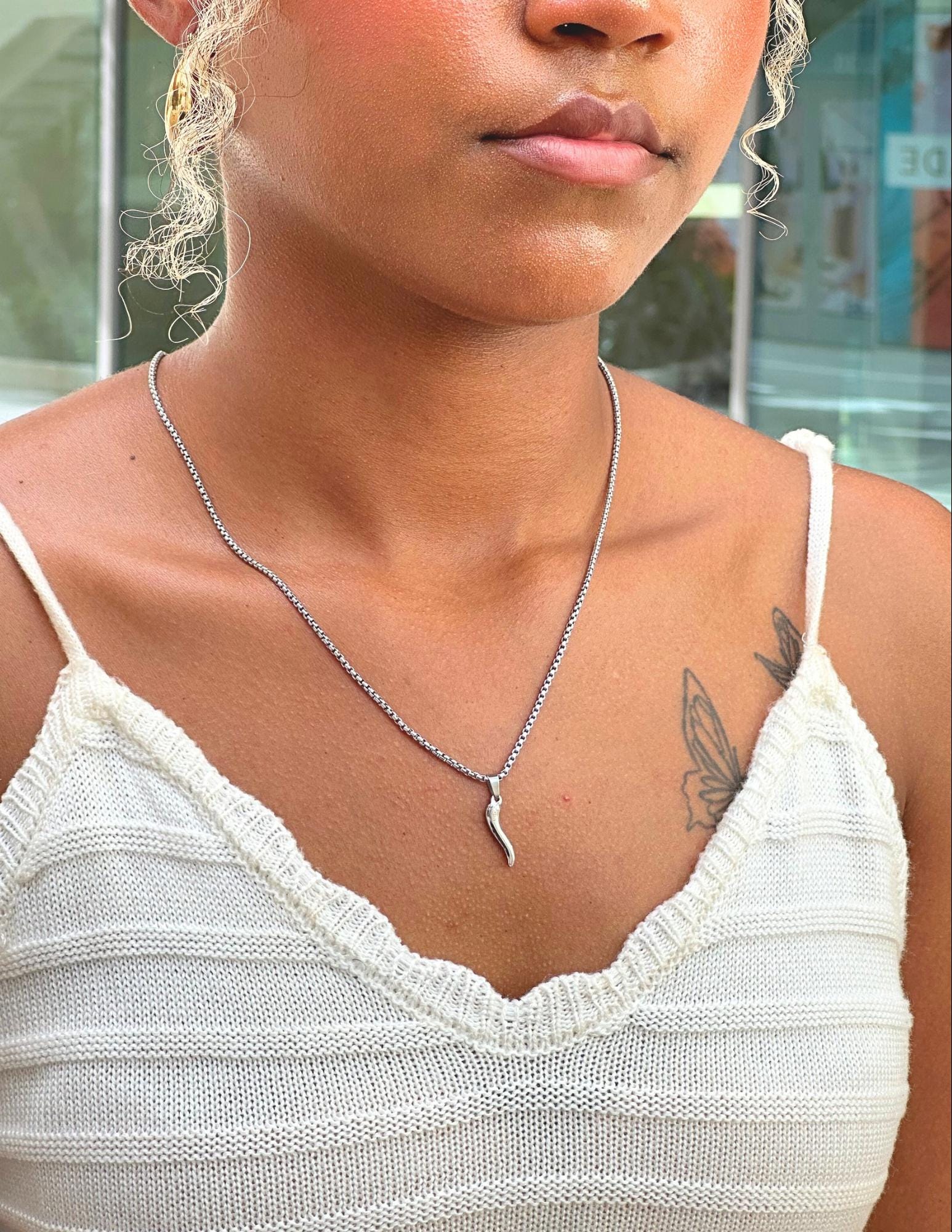 Italian Horn Pendant (Silver)