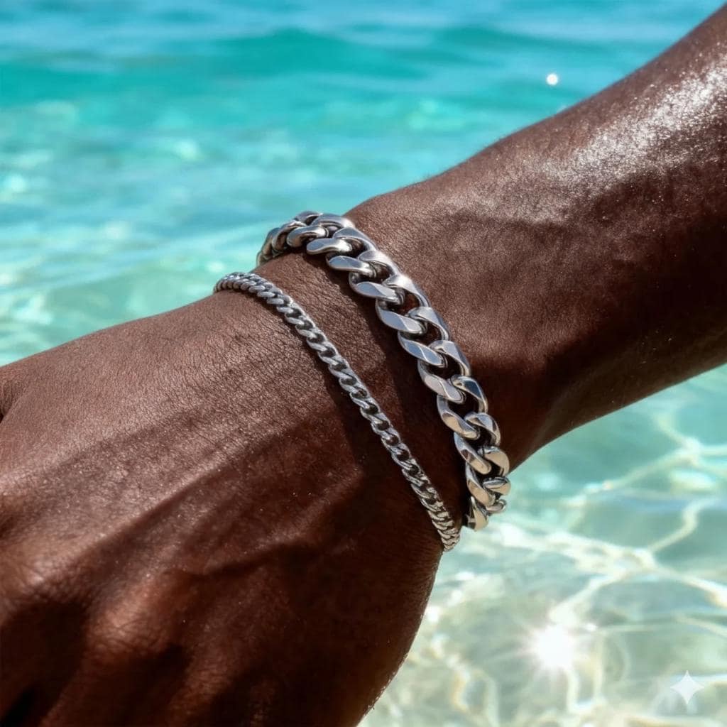 Cuban Bracelet Set (Silver)
