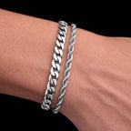Cuban & Rope Bracelet Set (Silver)