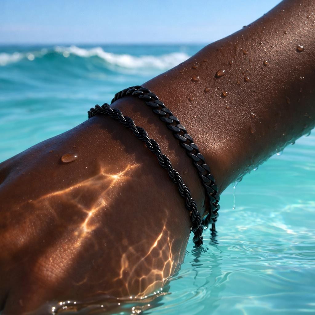 Cuban & Rope Bracelet Set (Black)