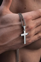 Cross on Cuban Chain (Silver)