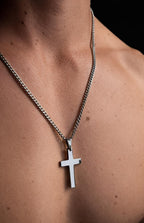 Cross on Cuban Chain (Silver)