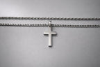 Cross on Cuban & Rope Set (Silver)