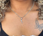 Italian Horn on Cuban Chain (Silver)