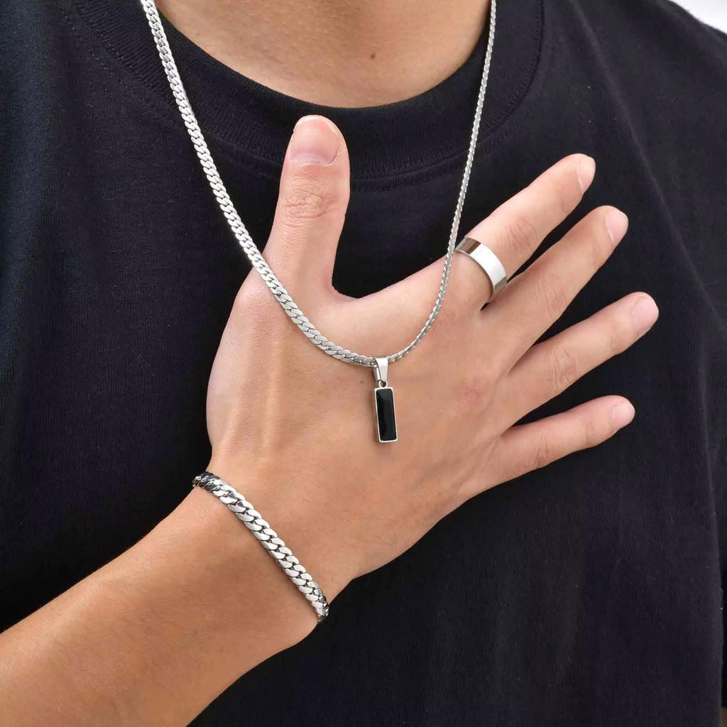 Cuban Necklace, Bracelet & Ring Set