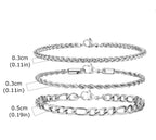 Figaro, Rope & Wheat Bracelet Set (Silver)