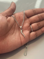 Italian Horn on Cuban Chain (Silver)