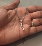 Italian Horn on Cuban Chain (Silver)