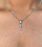 Italian Horn on Cuban Chain (Silver)