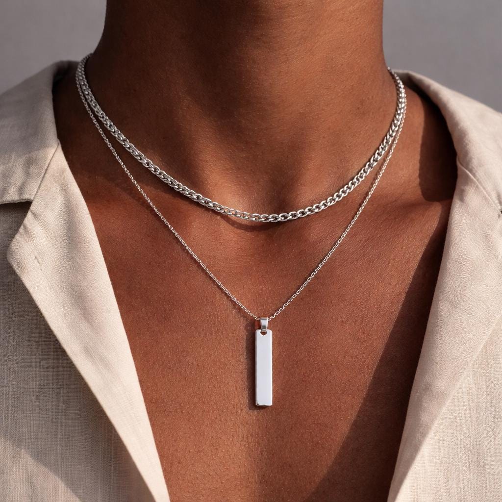 Geometric Bar Necklace (Silver)