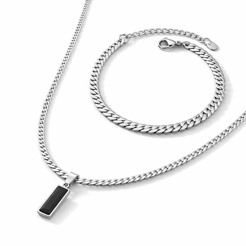 Cuban Necklace, Bracelet & Ring Set