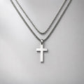 Cross on Cuban & Rope Set (Silver)