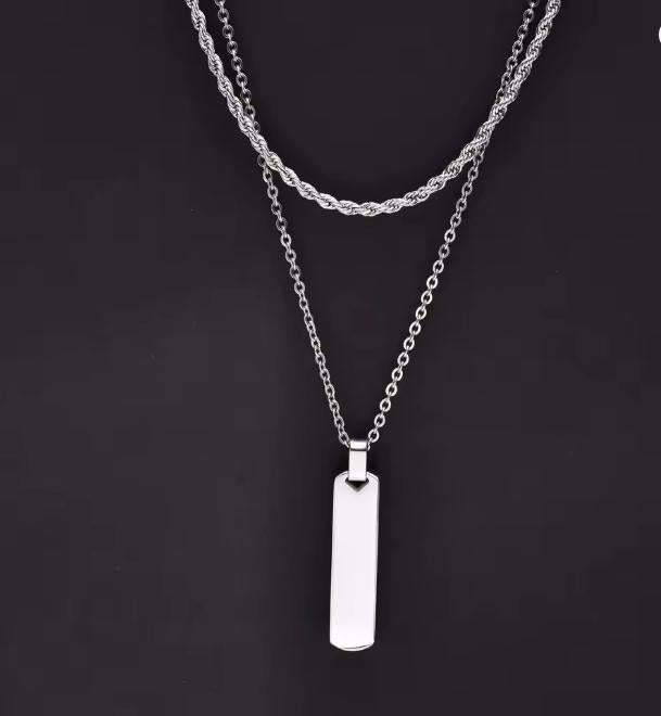 Geometric Bar Necklace (Silver)