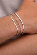 Figaro & Herringbone Bracelet Set (Silver)
