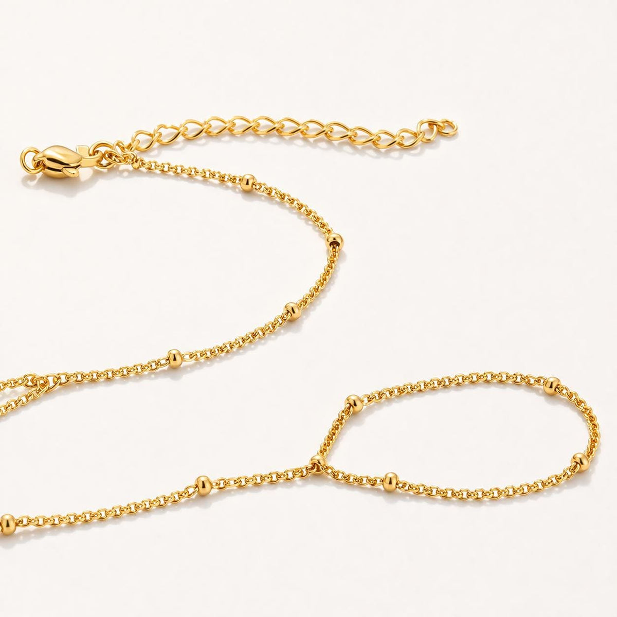 Ball Bead Hand Chain Bracelet (Gold)