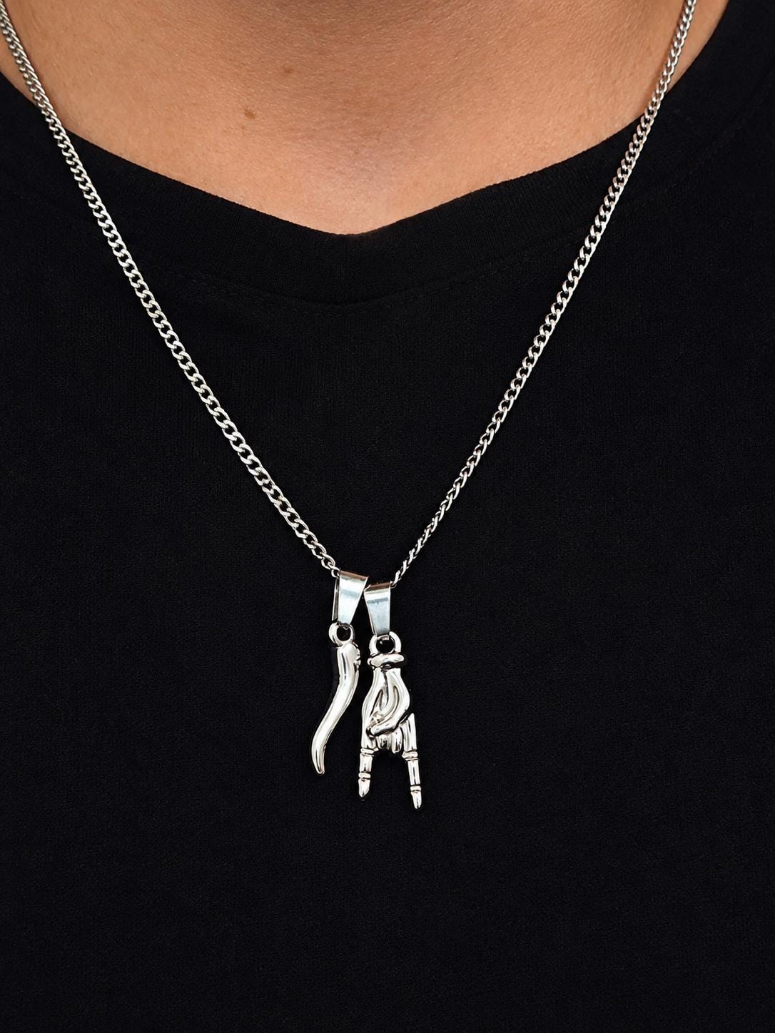 Mano Cornuto & Horn (Silver)