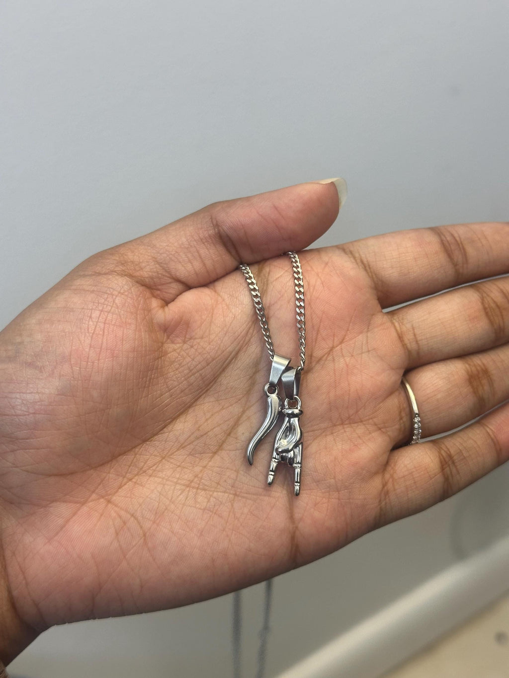 Mano Cornuto & Horn (Silver)