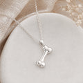 Dog Bone Charm Necklace for Dog Mom, Silver Stainless Steel Pendant, Waterproof, Keepsake, Pet Memorial