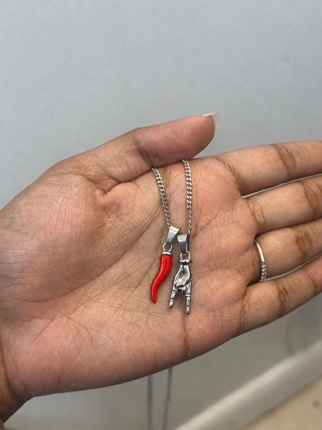 Mano Cornuto & Red Horn (Silver)
