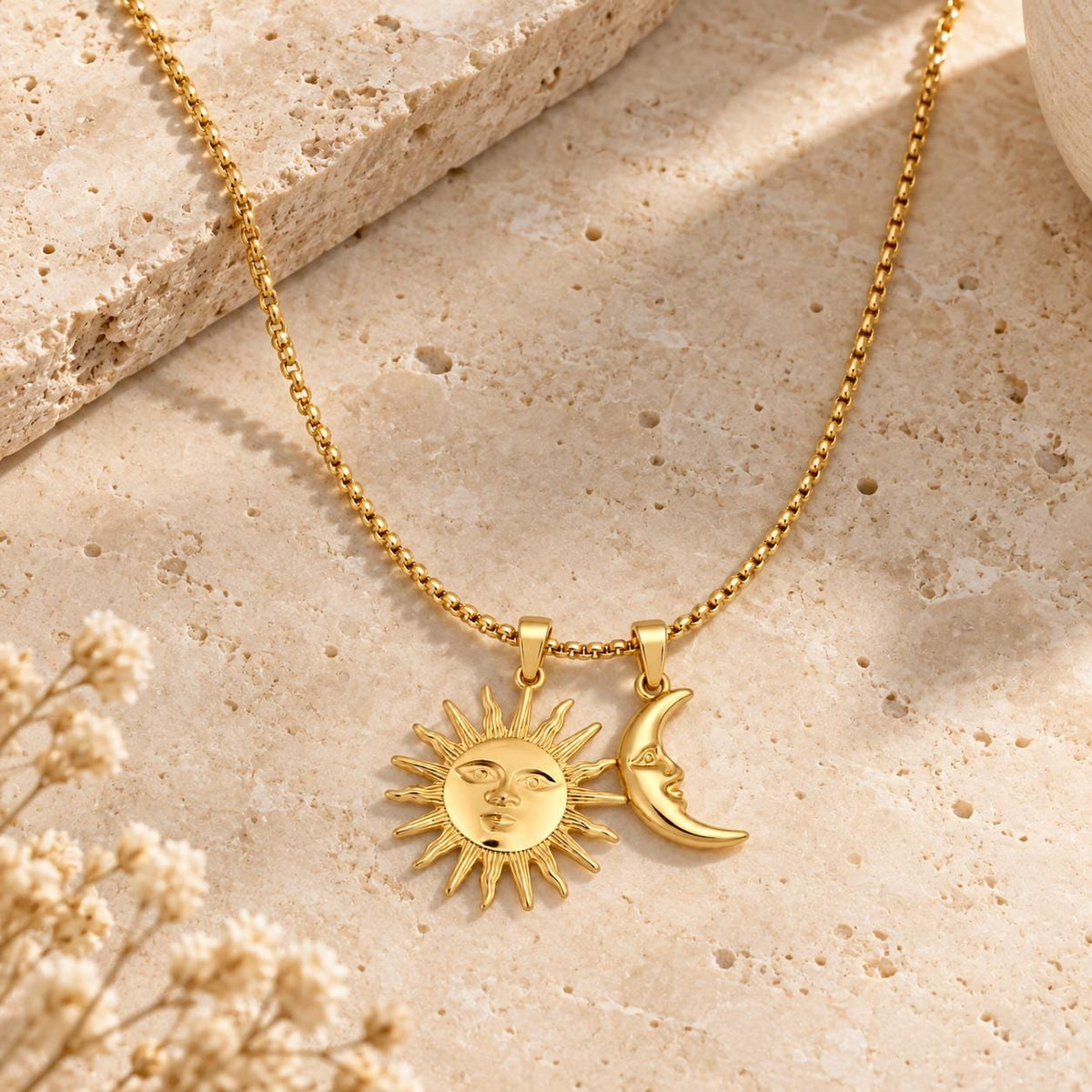 Sun & Moon Pendant Set (Gold)