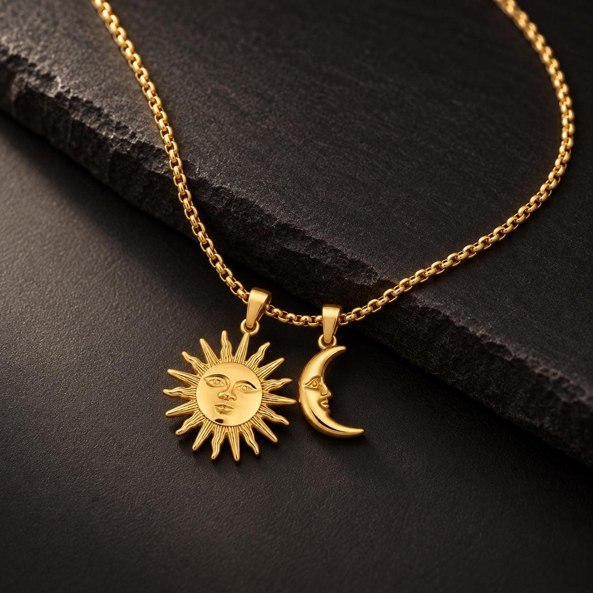 Sun & Moon Pendant Set (Gold)