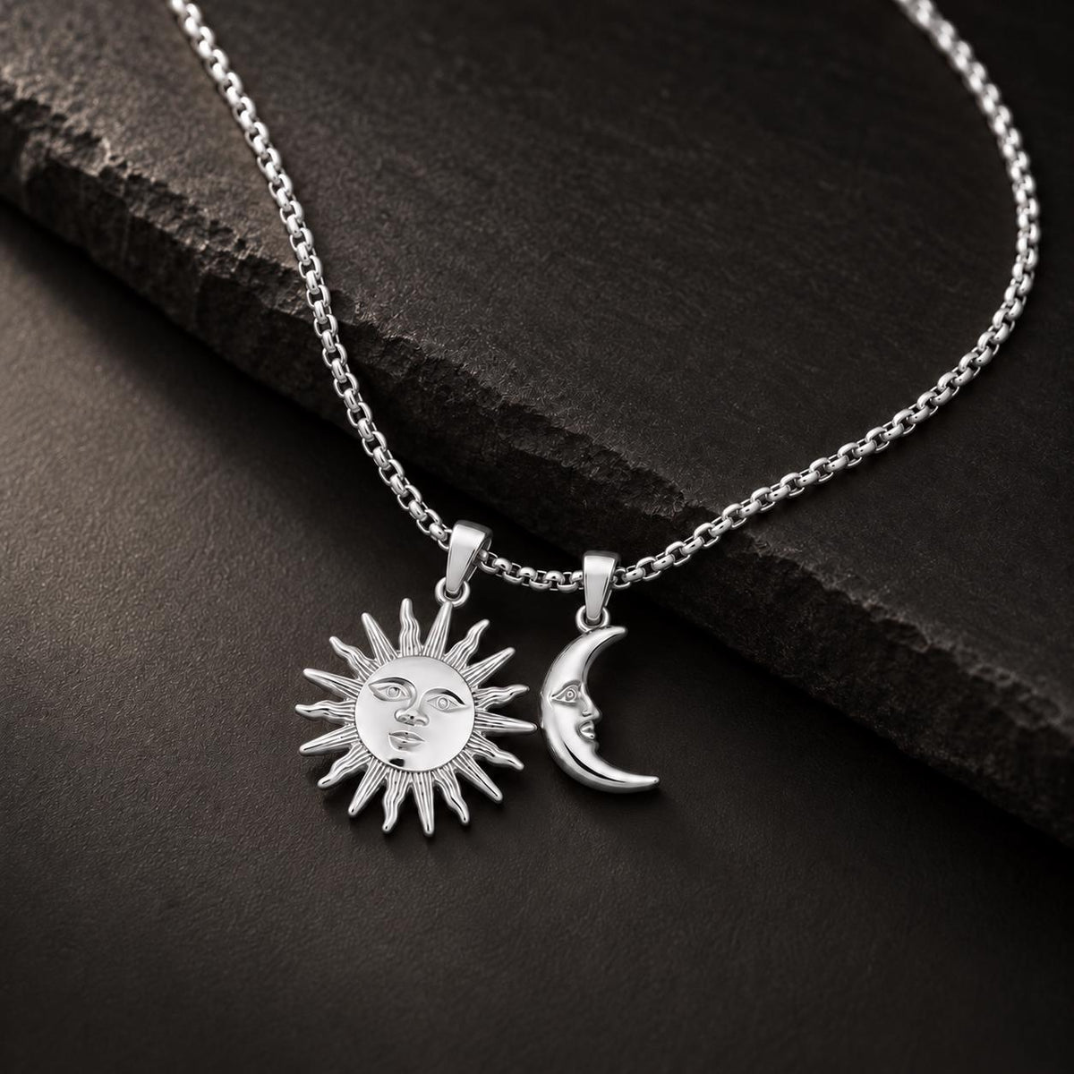 Sun & Moon Pendant Set (Silver)