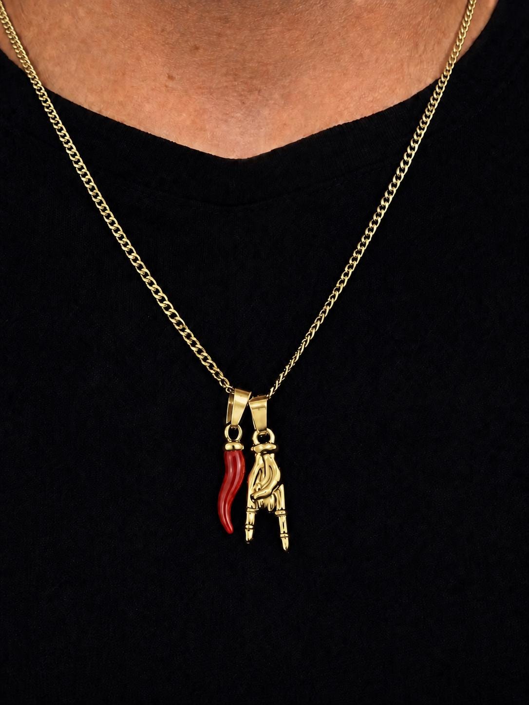 Mano Cornuto & Red Horn (Gold)